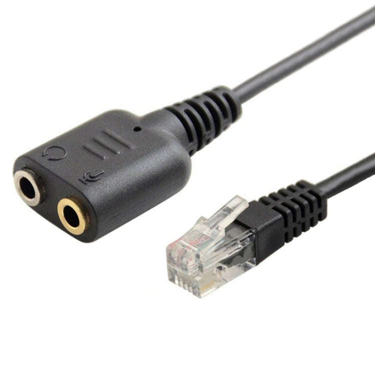 Dual 3.5mm Female to RJ9 PC / Mobile Phones Headset to Office Phone Adapter Convertor Cable, Leng...