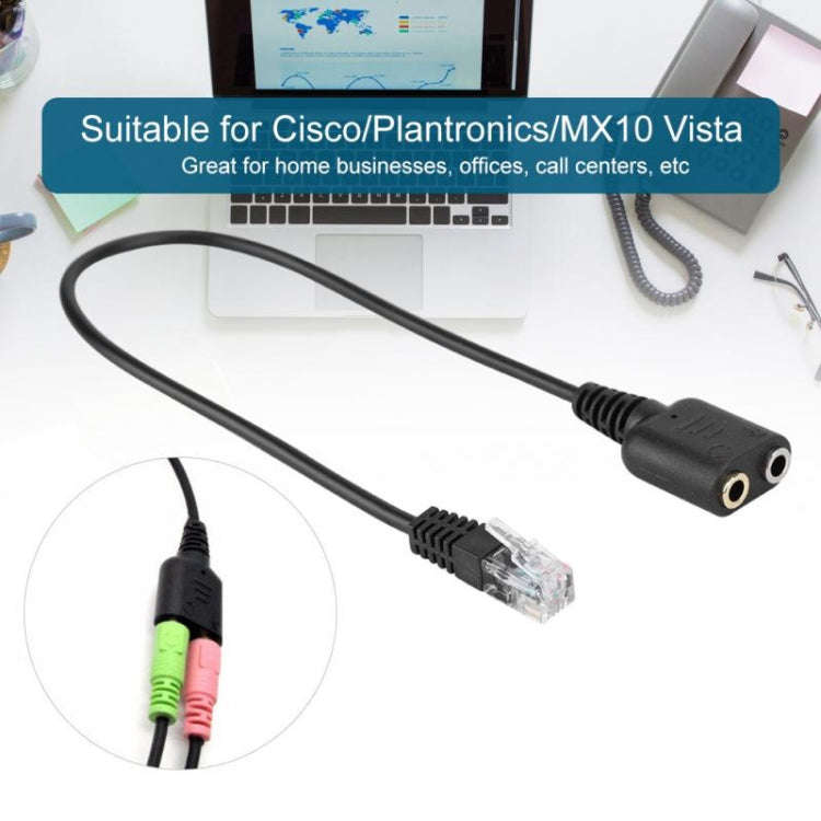 Dual 3.5mm Female to RJ9 PC / Mobile Phones Headset to Office Phone Adapter Convertor Cable, Leng...