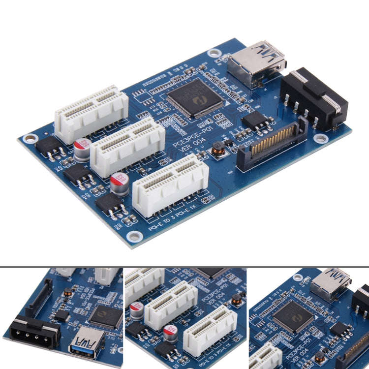 PCI-E 1 to 3 PCI Express 1 Slots Riser Card 3 PCI-E Slot Adapter PCI-E Port Multiplier Card with ...