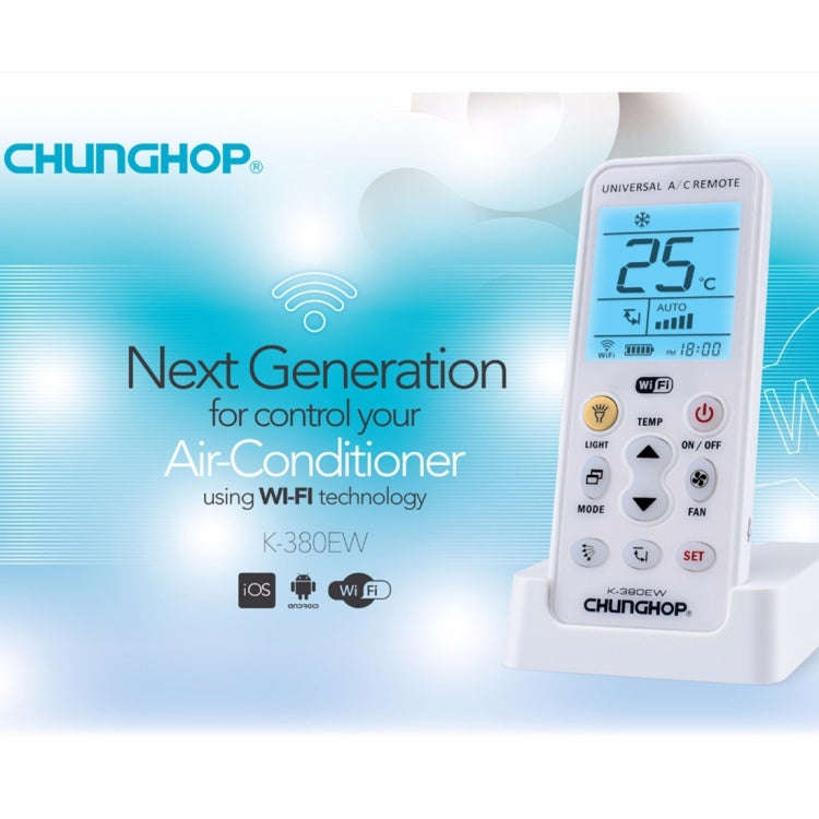 CHUNGHOP K-380EW WiFi Smart Universal LCD Air-Conditioner Remote Control with Holder, Support 2G ...