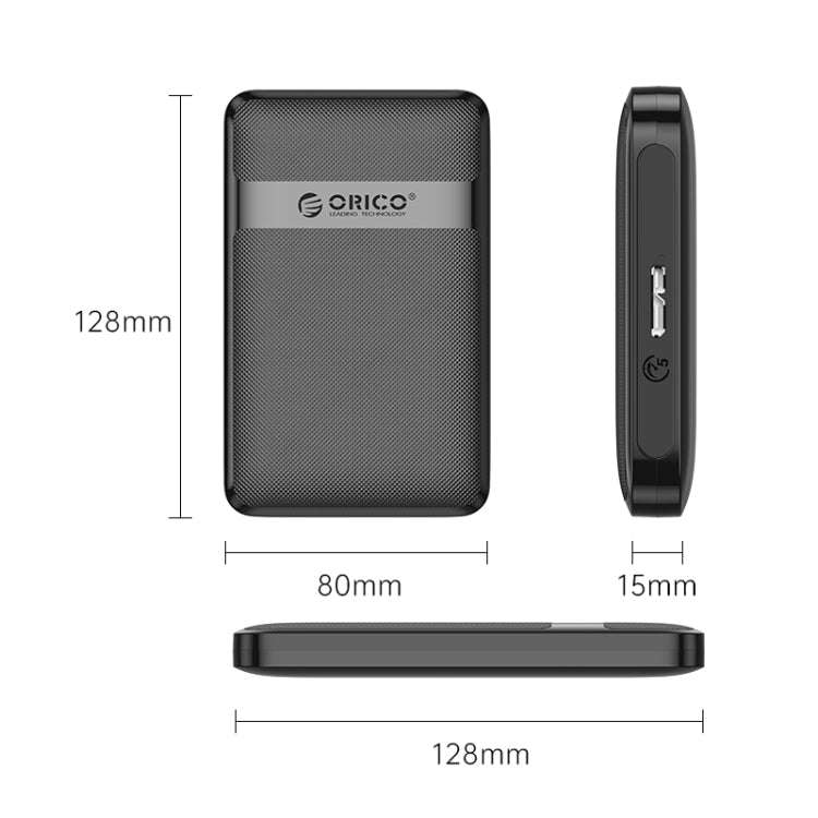 ORICO 2577U3-V1 Grid Texture Design 2.5 inch USB3.0 Micro-B Hard Drive Enclosure Box(Black)