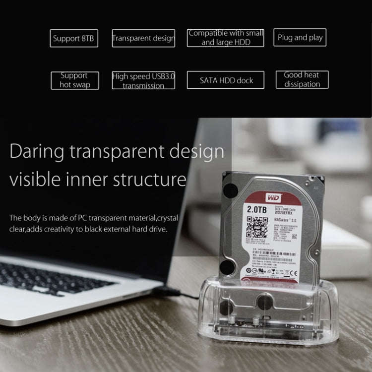 ORICO 6139U3 2.5 / 3.5 inch Transparent SATA to USB 3.0 Hard Drive Dock Station(Transparent)