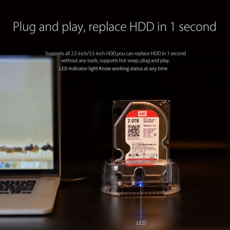 ORICO 6139U3 2.5 / 3.5 inch Transparent SATA to USB 3.0 Hard Drive Dock Station(Transparent)