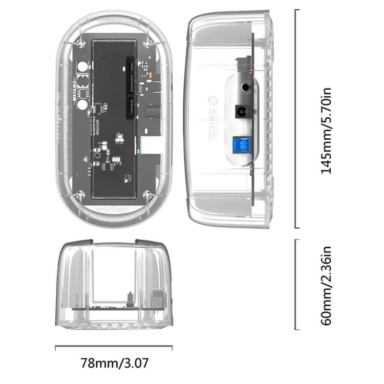 ORICO 6139U3 2.5 / 3.5 inch Transparent SATA to USB 3.0 Hard Drive Dock Station(Transparent)