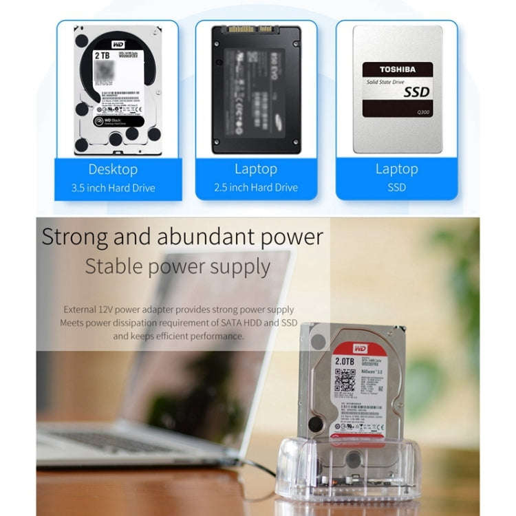 ORICO 6139U3 2.5 / 3.5 inch Transparent SATA to USB 3.0 Hard Drive Dock Station(Transparent)