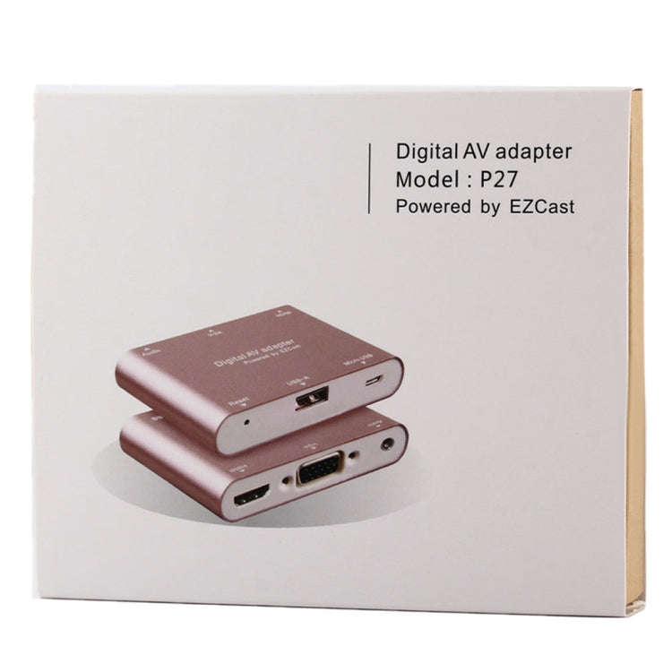 P27 Metal Cover Micro USB to HDMI + VGA HDTV Converter Digital AV Adapter, Power by EZCast, Suppo...