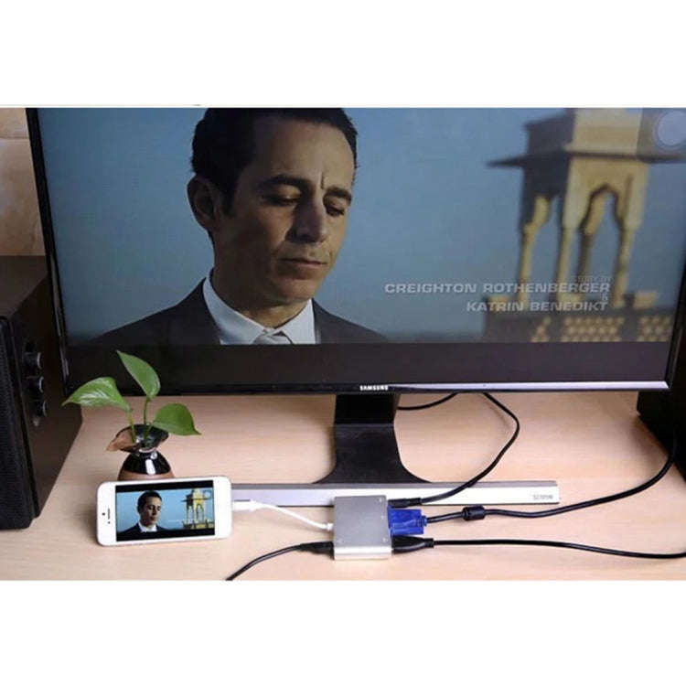 P27 Metal Cover Micro USB to HDMI + VGA HDTV Converter Digital AV Adapter, Power by EZCast, Suppo...