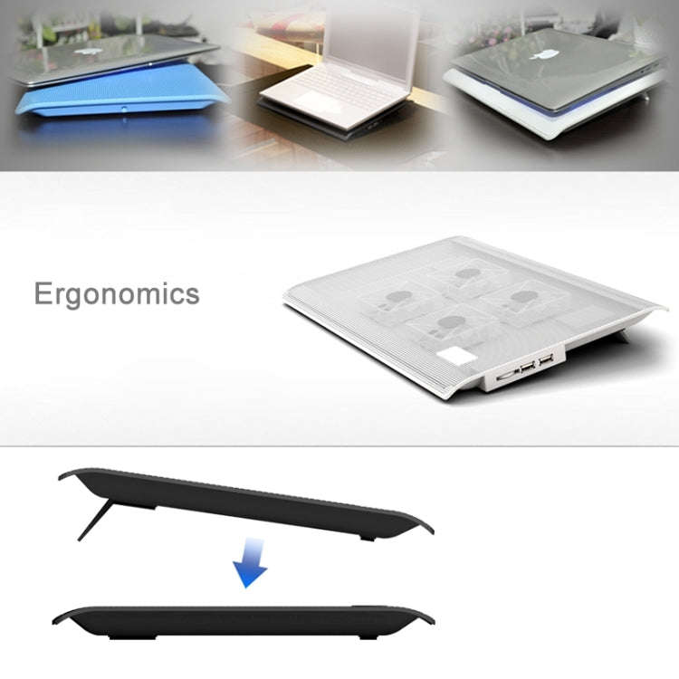 NUOXI L112A Four Fans Adjustable Speed Silent Notebook Computer Cooling Base USB Cooler Pad with ...