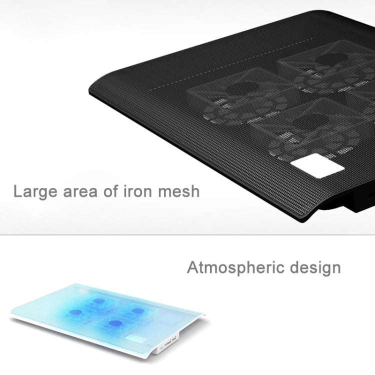 NUOXI L112A Four Fans Adjustable Speed Silent Notebook Computer Cooling Base USB Cooler Pad with ...