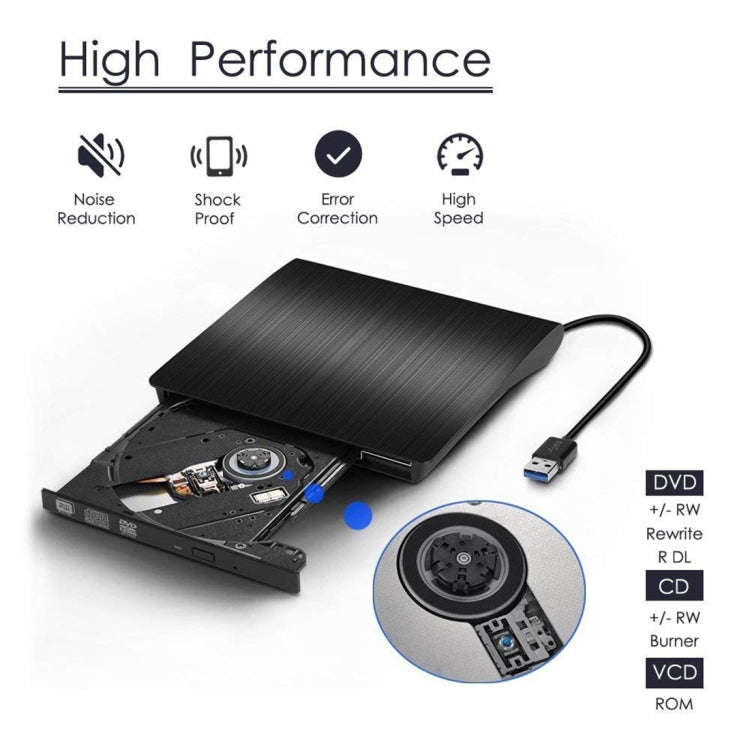 Brushed Texture USB 3.0 POP-UP Mobile External DVD-Rw DVD / CD Rewritable Drive External ODD & HD...