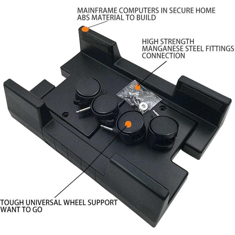 Computer Mainframe Host Adjustable Bracket  with Wheel, Size: S(Black)