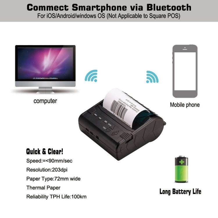 POS-8003 Portable Thermal Bluetooth Ticket PrinterMax Supported Thermal Paper Size80x50mm