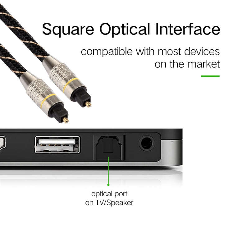 10m OD6.0mm Gold Plated Metal Head Woven Net Line Toslink Male to Male Digital Optical Audio Cable