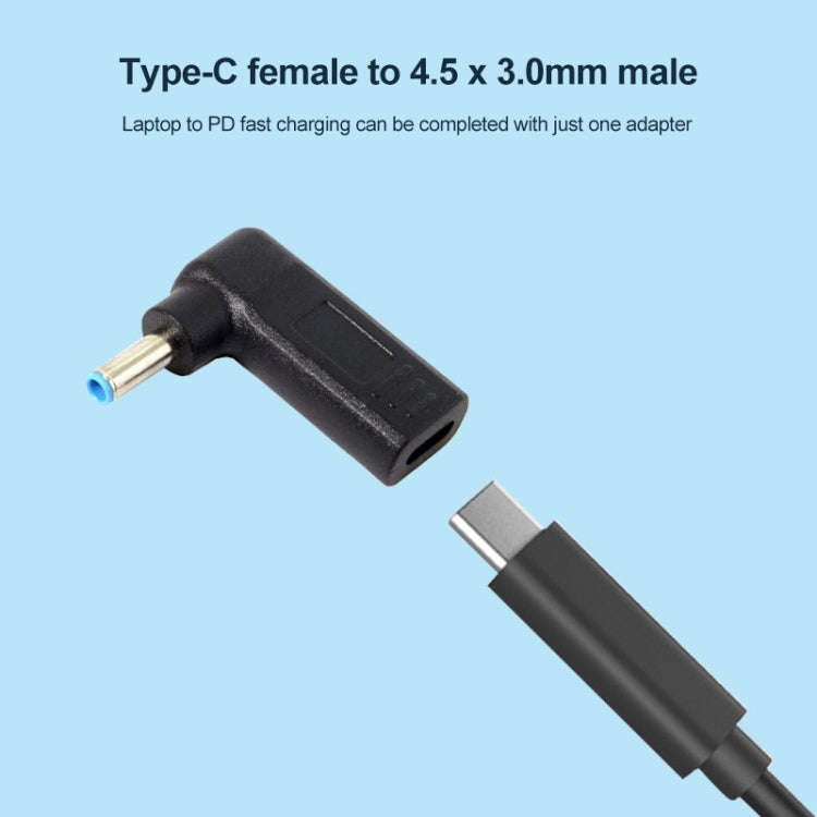 USB-C / Type-C Female to 4.5 x 3.0mm Male Plug Elbow Adapter Connector (Blue)