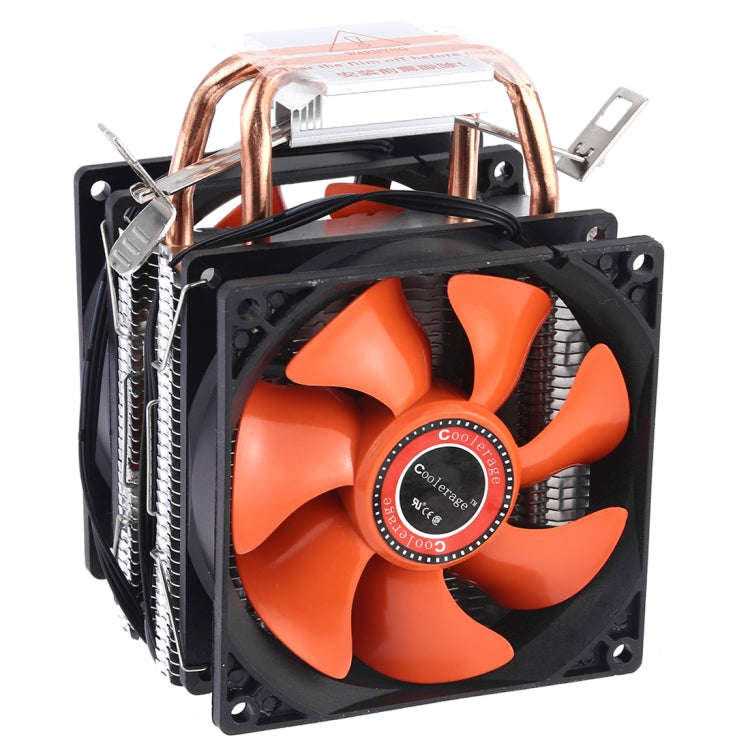 CoolAge AMD CPU Heatsink Hydraulic Bearing Cooling Fan Double Cooling Fan 3 Pin for Intel LGA775 ...