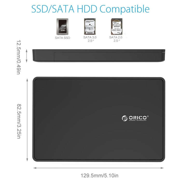 ORICO 2588US3 USB3.0 External Hard Disk Box Storage Case for 2.5 inch SATA HDD / SSD 9.5mm Laptop...
