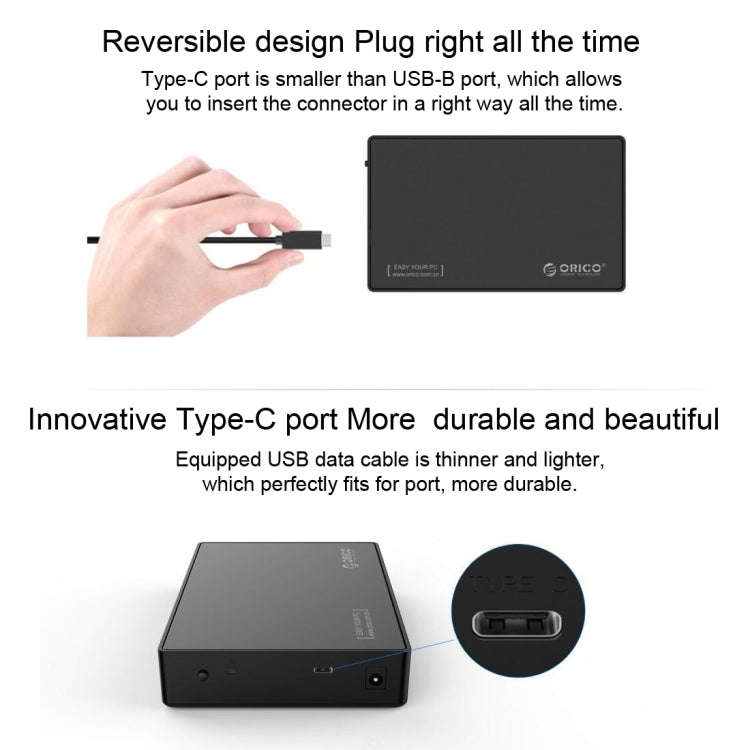 ORICO 3588C3 SATA 3.0 to USB-C / Type-C 2.5 / 3.5 inch SSD / SATA HDD Enclosure Storage Support U...