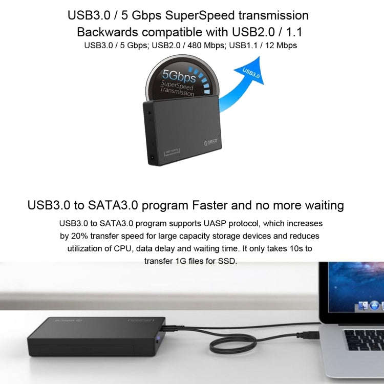 ORICO 3588C3 SATA 3.0 to USB-C / Type-C 2.5 / 3.5 inch SSD / SATA HDD Enclosure Storage Support U...
