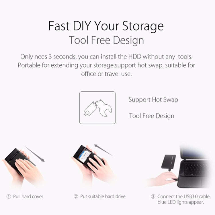 ORICO 3588US3 USB 3.0 Type-B 2.5 / 3.5 inch SSD / SATA HDD Enclosure Storage Hard Disk Box for La...
