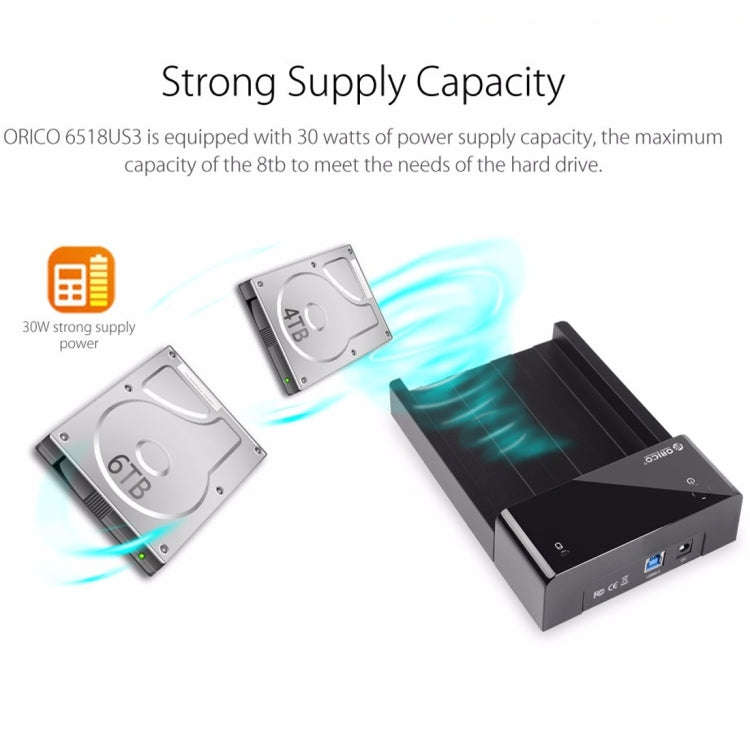 ORICO 6518US3 USB 3.0 Type-B 2.5 / 3.5 inch Tool Free HDD Docking Station External Storage Enclos...