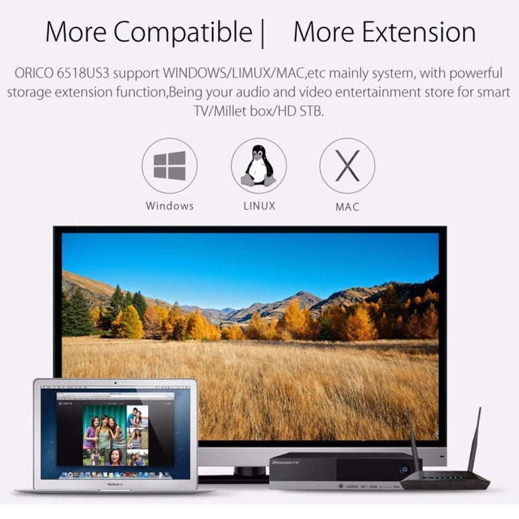 ORICO 6518US3 USB 3.0 Type-B 2.5 / 3.5 inch Tool Free HDD Docking Station External Storage Enclos...