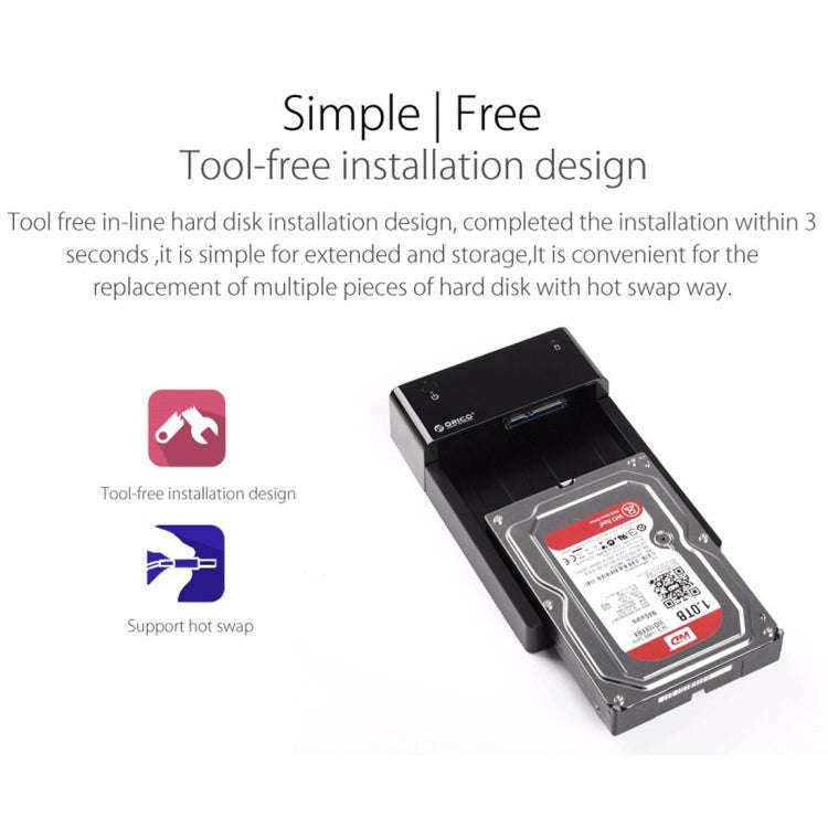 ORICO 6518US3 USB 3.0 Type-B 2.5 / 3.5 inch Tool Free HDD Docking Station External Storage Enclos...
