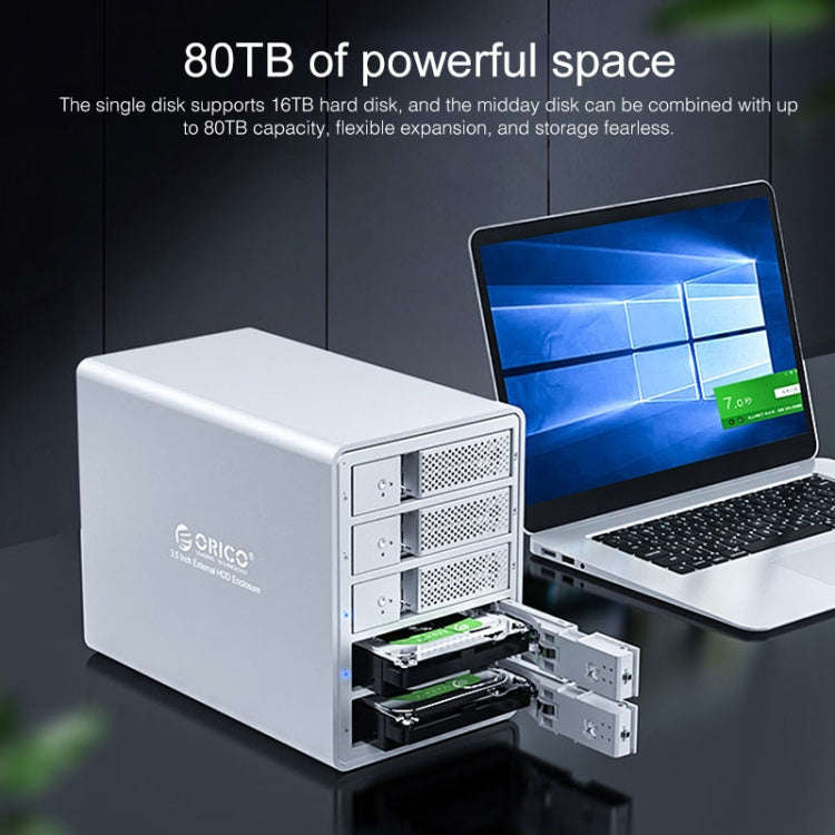 ORICO 9558U3 5-bay USB 3.0 Type-B Aluminum 3.5 inch SSD / SATA HDD Enclosure Storage Hard Disk Bo...
