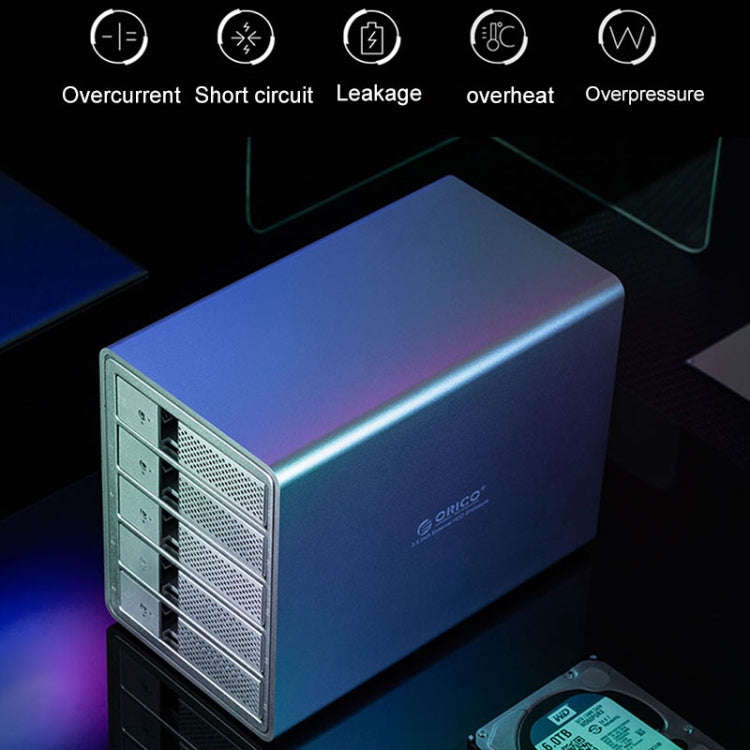 ORICO 9558U3 5-bay USB 3.0 Type-B Aluminum 3.5 inch SSD / SATA HDD Enclosure Storage Hard Disk Bo...