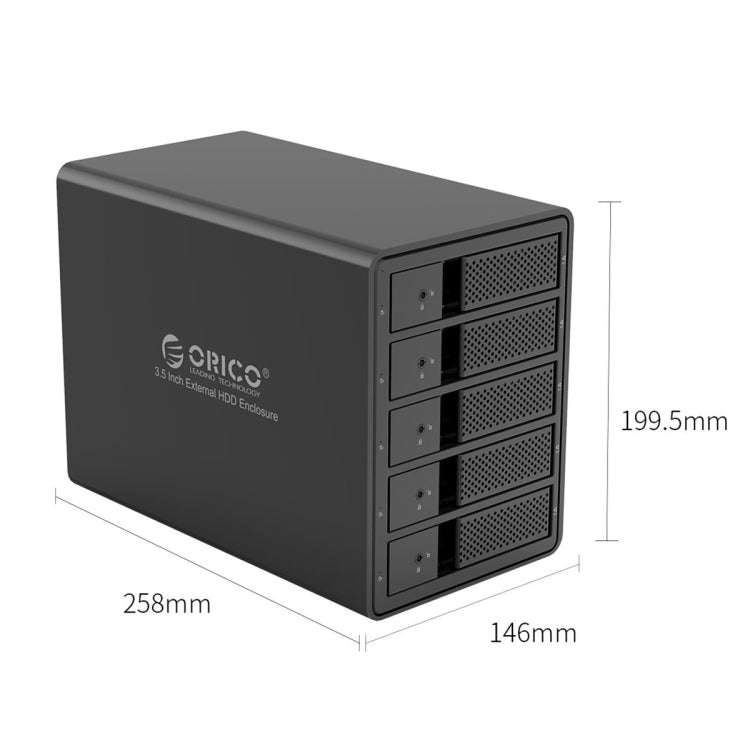 ORICO 9558U3 5-bay USB 3.0 Type-B Aluminum 3.5 inch SSD / SATA HDD Enclosure Storage Hard Disk Bo...