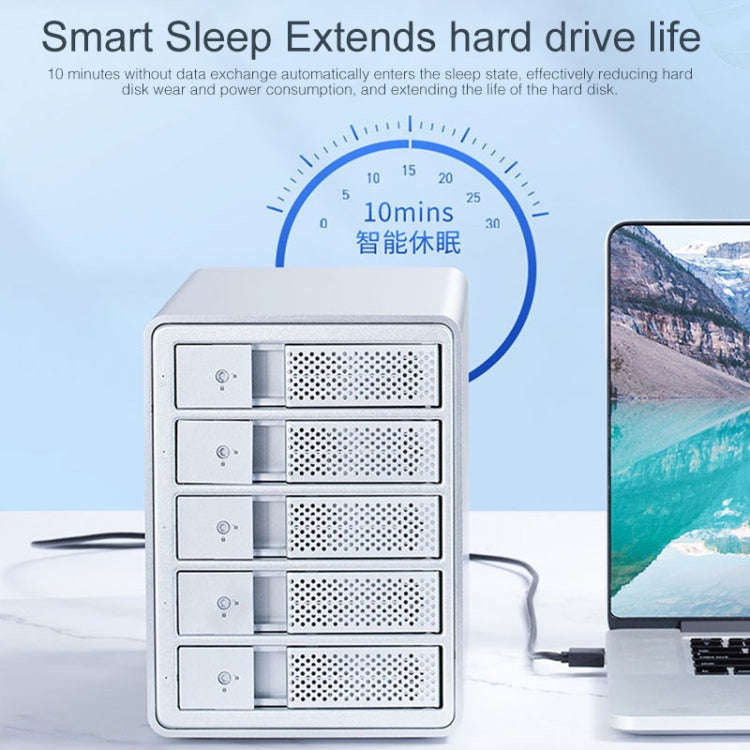 ORICO 9558U3 5-bay USB 3.0 Type-B Aluminum 3.5 inch SSD / SATA HDD Enclosure Storage Hard Disk Bo...