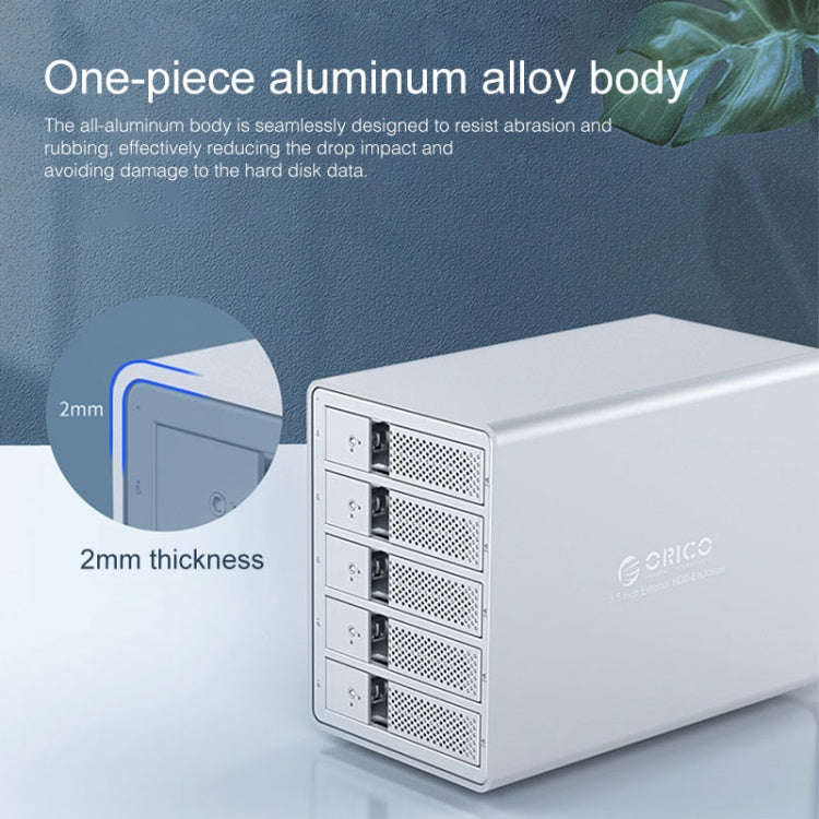 ORICO 9558U3 5-bay USB 3.0 Type-B Aluminum 3.5 inch SSD / SATA HDD Enclosure Storage Hard Disk Bo...