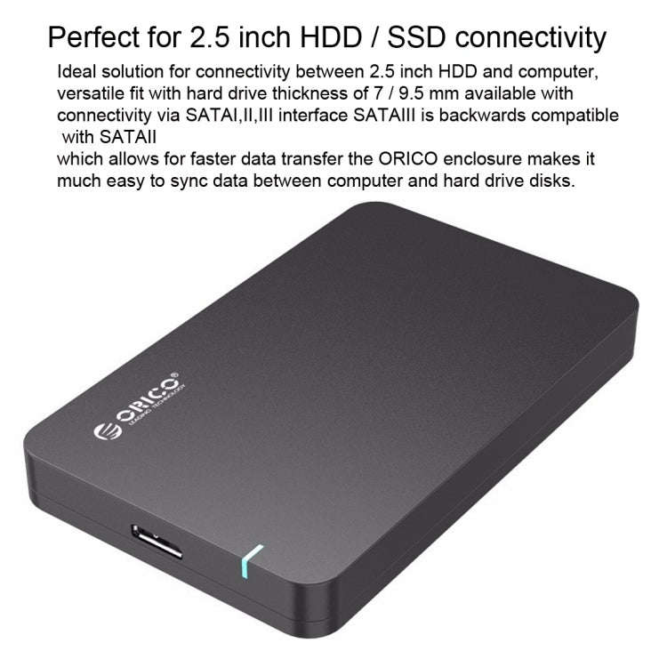 ORICO 2569S3 USB3.0 Micro-B External Hard Disk Box Storage Case for 9.5mm 2.5 inch SATA HDD / SSD...