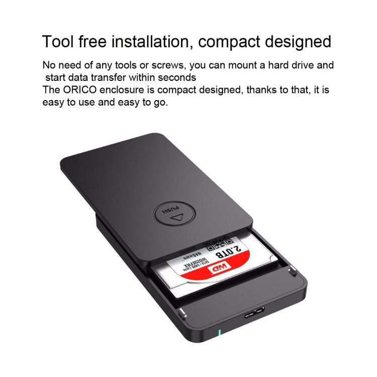 ORICO 2569S3 USB3.0 Micro-B External Hard Disk Box Storage Case for 9.5mm 2.5 inch SATA HDD / SSD...