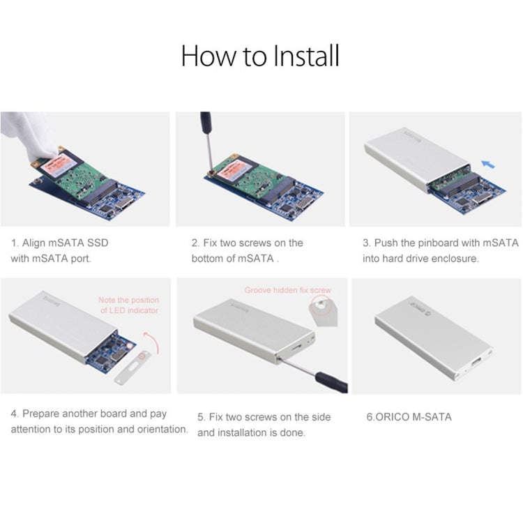 ORICO MSA-UC3 USB 3.1 Type C Aluminum External Storage Enclosure Hard Disk Box for 50mm x 30mm M-...