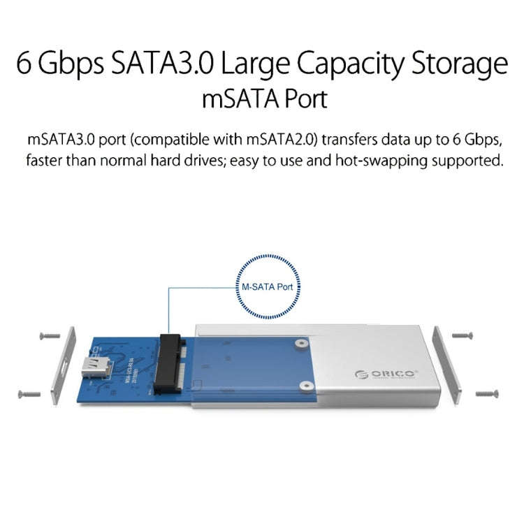 ORICO MSA-UC3 USB 3.1 Type C Aluminum External Storage Enclosure Hard Disk Box for 50mm x 30mm M-...
