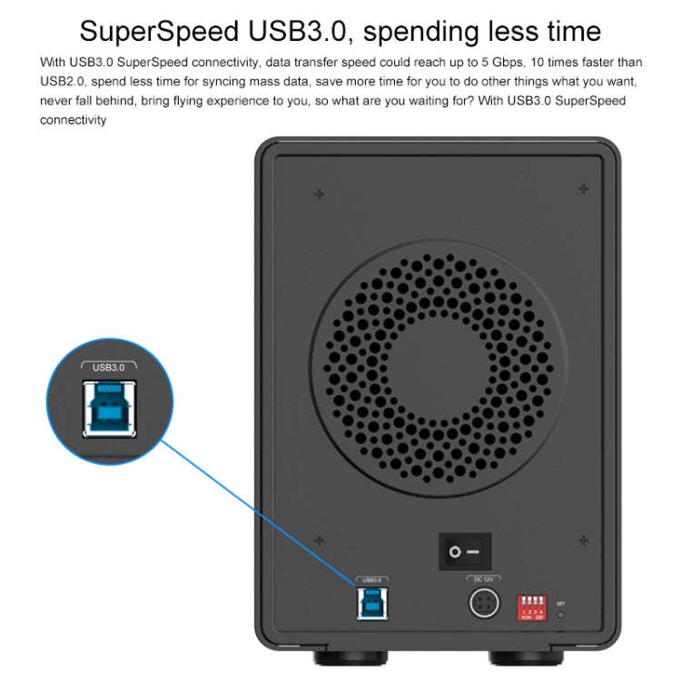 ORICO 9558RU3 5-bay USB 3.0 Type-B Aluminum 3.5 inch SATA HDD Enclosure Storage Hard Disk Box, Su...