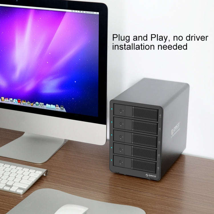 ORICO 9558RU3 5-bay USB 3.0 Type-B Aluminum 3.5 inch SATA HDD Enclosure Storage Hard Disk Box, Su...