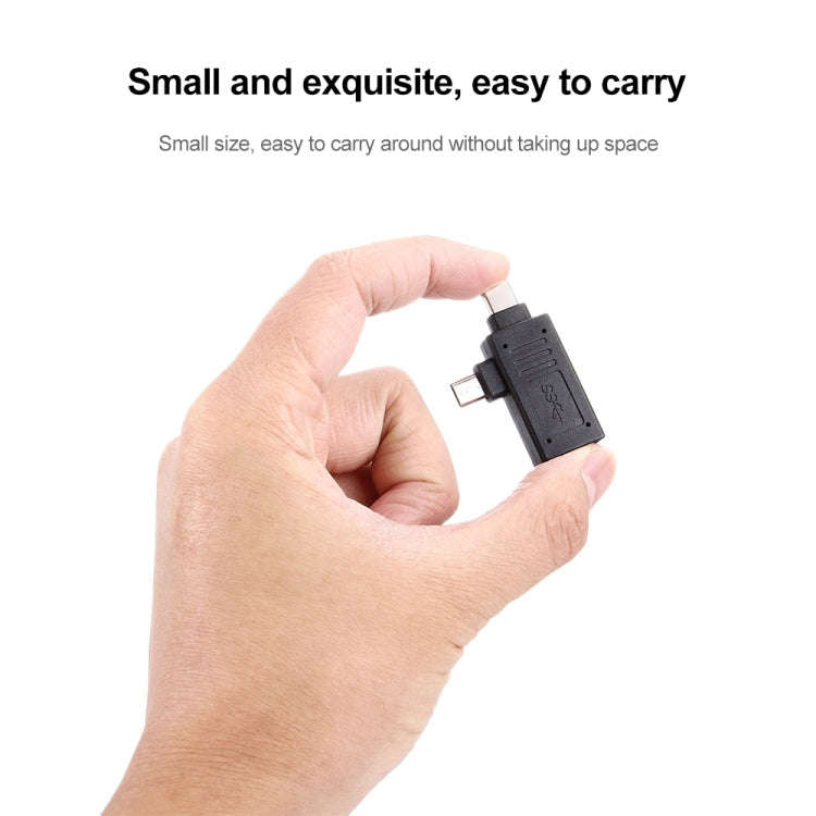 USB-C / Type-C Male + Micro USB Male to USB 2.0 Female Adapter(Black)