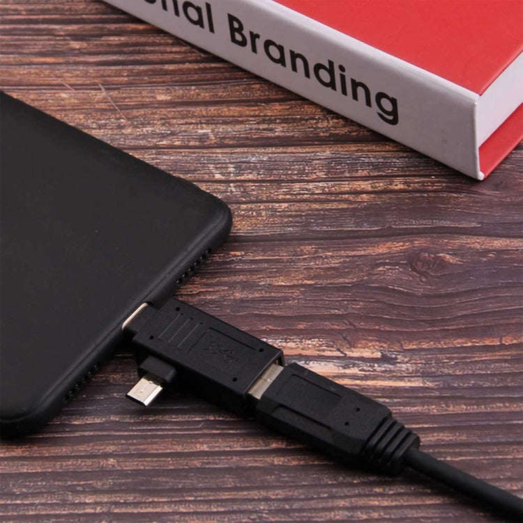 USB-C / Type-C Male + Micro USB Male to USB 2.0 Female Adapter(Black)