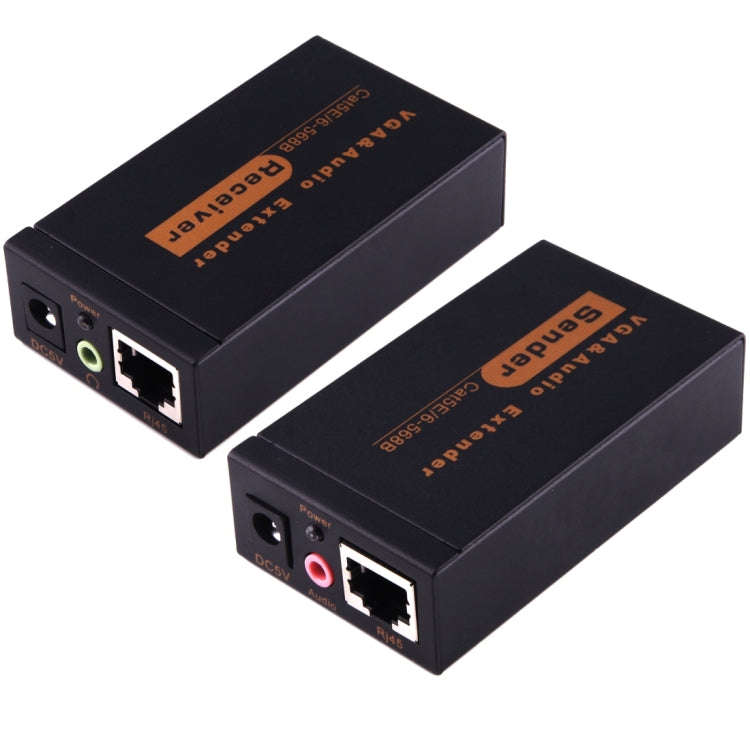 VGA & Audio Extender 1920x1440 HD 100m Cat5e / 6-568B Network Cable Sender Receiver Adapter, US Plug