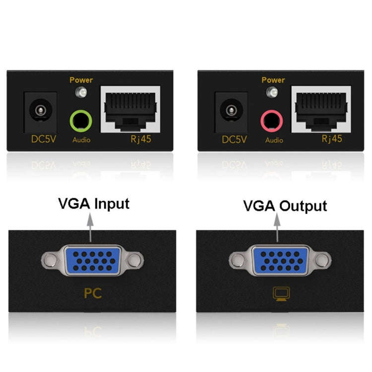 VGA & Audio Extender 1920x1440 HD 100m Cat5e / 6-568B Network Cable Sender Receiver Adapter, US Plug