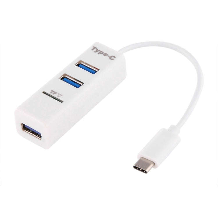 2 in 1 USB-C / Type-C 3.1 to USB 2.0 COMBO 3 Ports HUB + TF Card Reader(White)