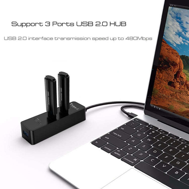 2 in 1 USB 3.1 USB-C / Type-C to USB 2.0 COMBO 3 Ports HUB + TF Card Reader(Black)