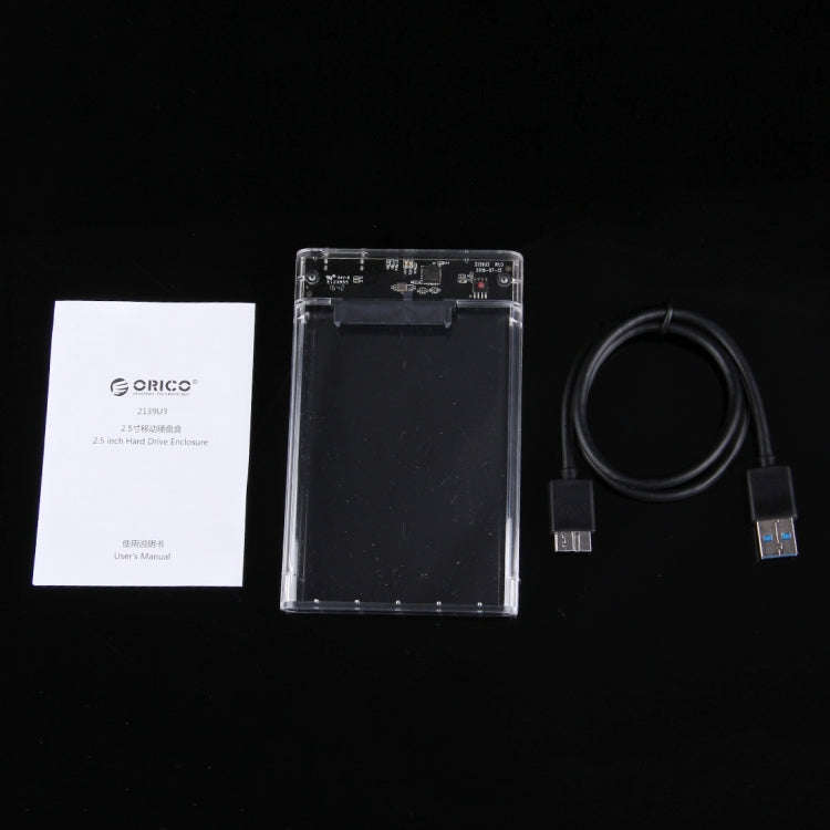 ORICO 2139U3-CR USB3.0 Transparent External Hard Disk Box Storage Case for 9.5mm 2.5 inch SATA HD...