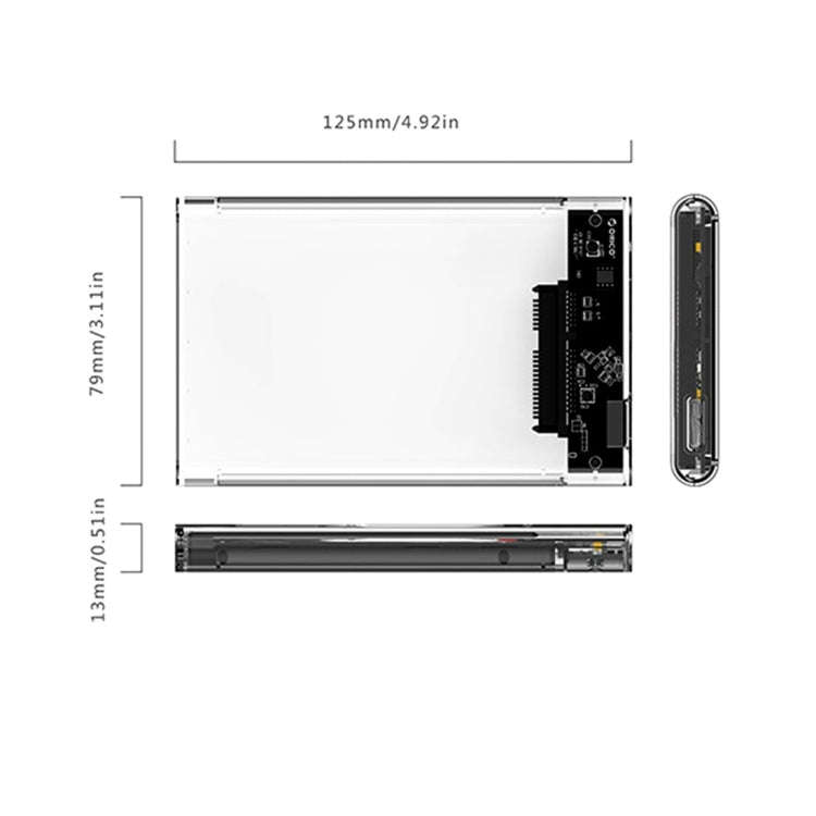 ORICO 2139U3-CR USB3.0 Transparent External Hard Disk Box Storage Case for 9.5mm 2.5 inch SATA HD...