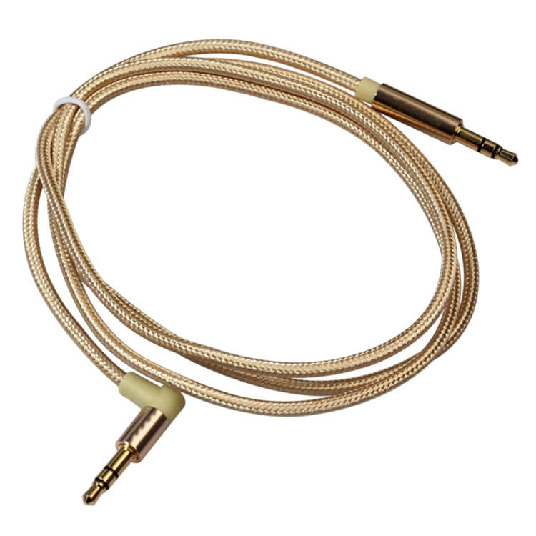 AV01 3.5mm Male to Male Elbow Audio Cable, Length: 1m(Gold)