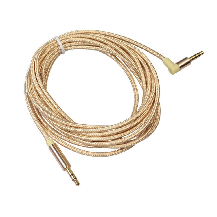 AV01 3.5mm Male to Male Elbow Audio Cable, Length: 3m(Gold)