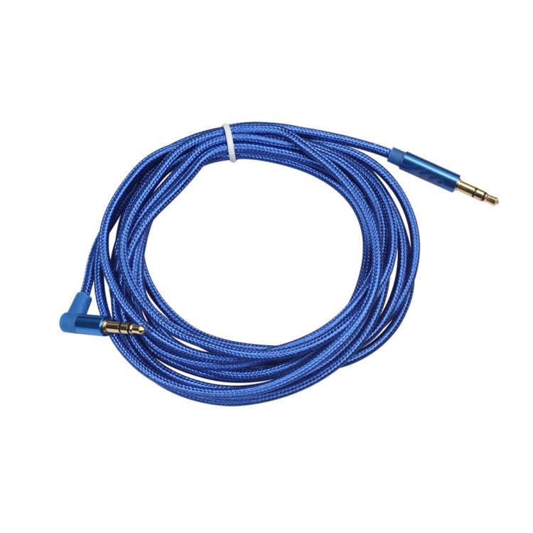 AV01 3.5mm Male to Male Elbow Audio Cable, Length: 3m (Blue)