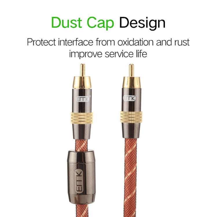 EMK TZ/A 8m OD8.0mm Gold Plated Metal Head RCA to RCA Plug Digital Coaxial Interconnect Cable Aud...