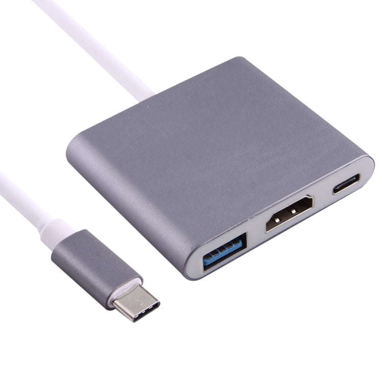 USB-C / Type-C 3.1 Male to USB-C / Type-C 3.1 Female & HDMI Female & USB 3.0 Female Adapter(Grey)